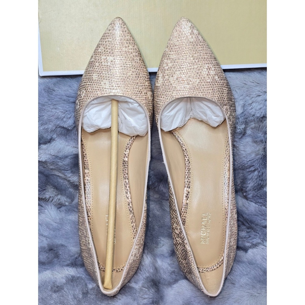 NWB Michael Kors Claire Pump Embossed Leather Snake Print‎ Heels Oyster US 9.5 - Picture 4 of 8